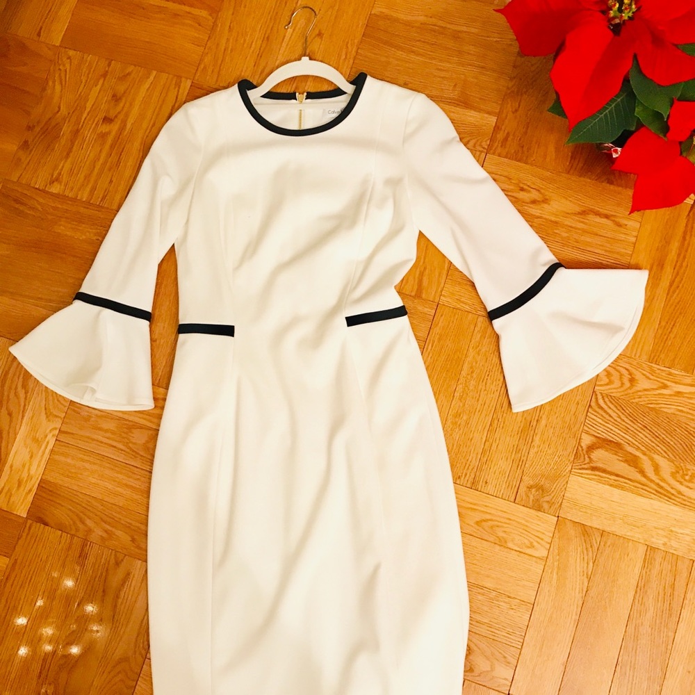 Cute White Calvin Klein Pomp Dress